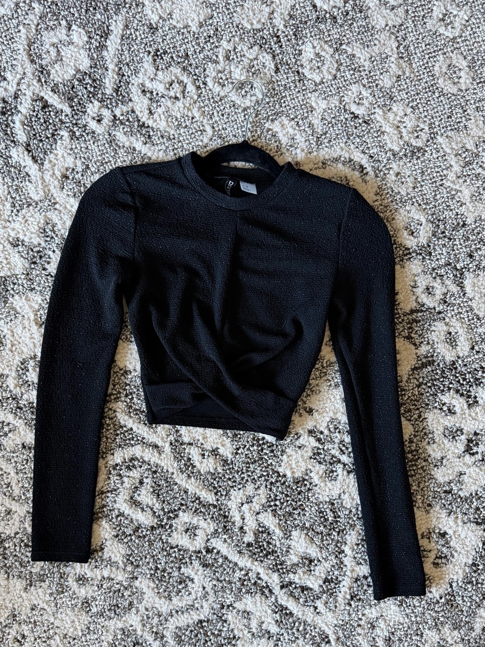 Sparkly black long sleeve crop top